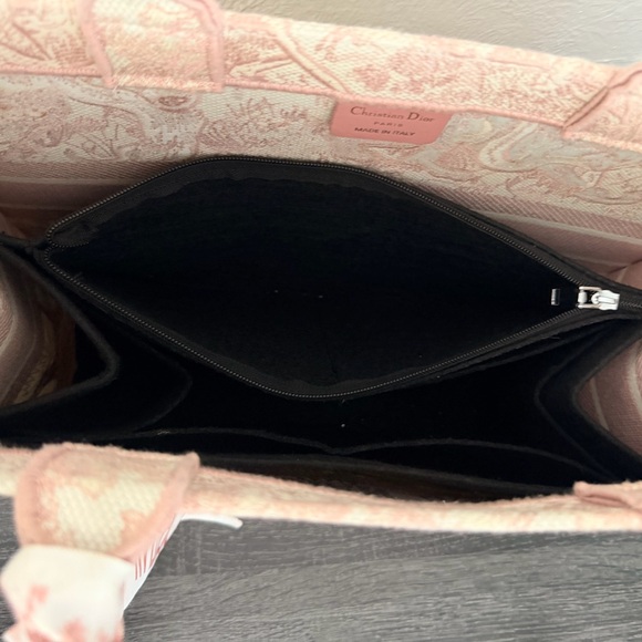 Dior Pink & Cream Toile de Jouy Tote with Scarf Accent - Picture 5 of 6